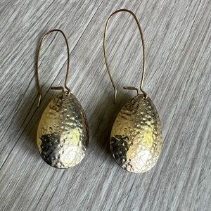 Hammered Oval Teardrop Earrings